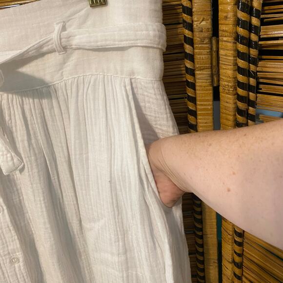 Joie White Cotton Gauze Button Front Midi Skirt XL Boho Resort Summer - Picture 6 of 9